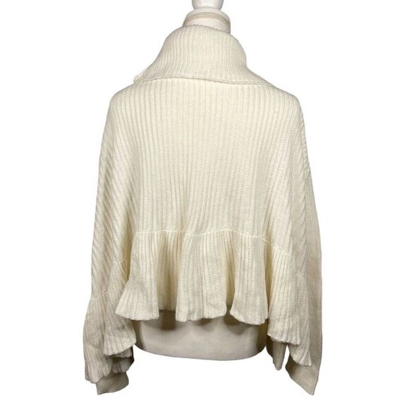 Free People Layer Cake Ivory Cream Funnel Neck Swing Cotton Blend Sweater M L XL - Picture 6 of 13